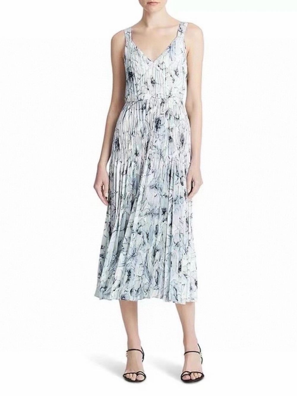 Women's Vince Washed Lilly V-Neck Pleated Slip Dress designer career party gala